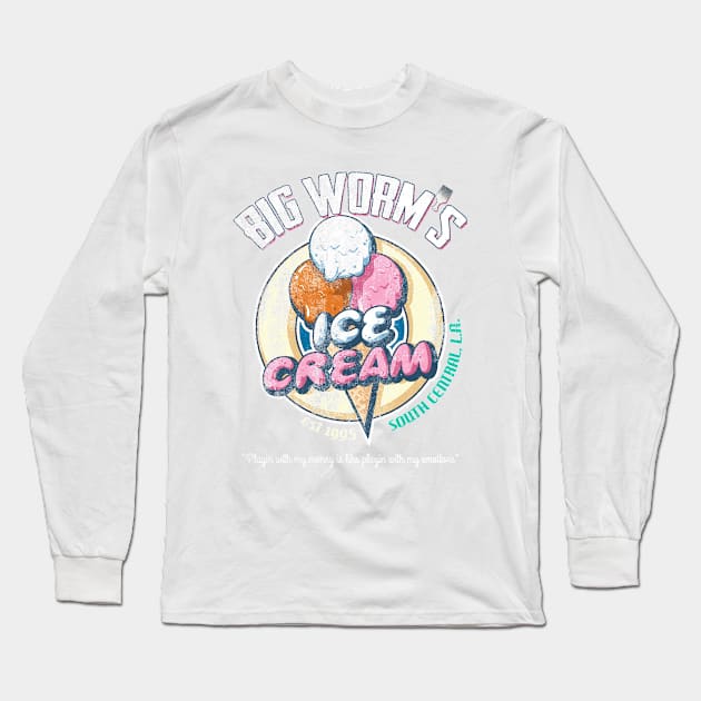 Big Worm's Ice Cream, distressed Long Sleeve T-Shirt by MonkeyKing